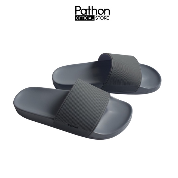 Dép nam nữ quai ngang slipper Pathon quai PVC và đế PU xám quai xám Mẫu SD66