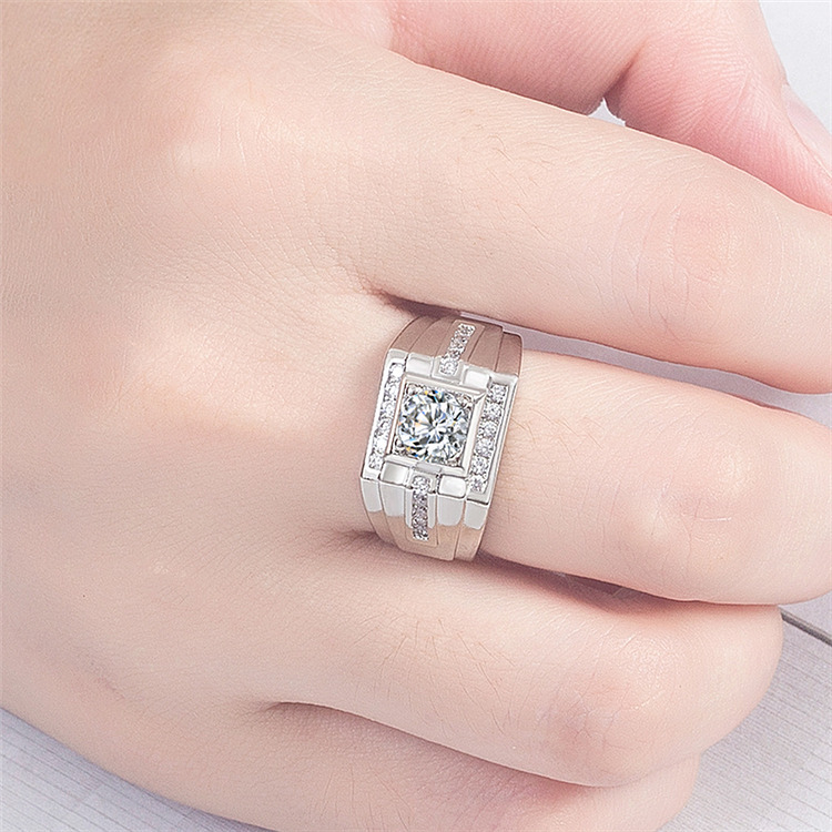 Nhẫn đeo ngón tay AIFEI bạc 925 mạ vàng 18K phong cách Hàn Quốc thời trang dành cho nam