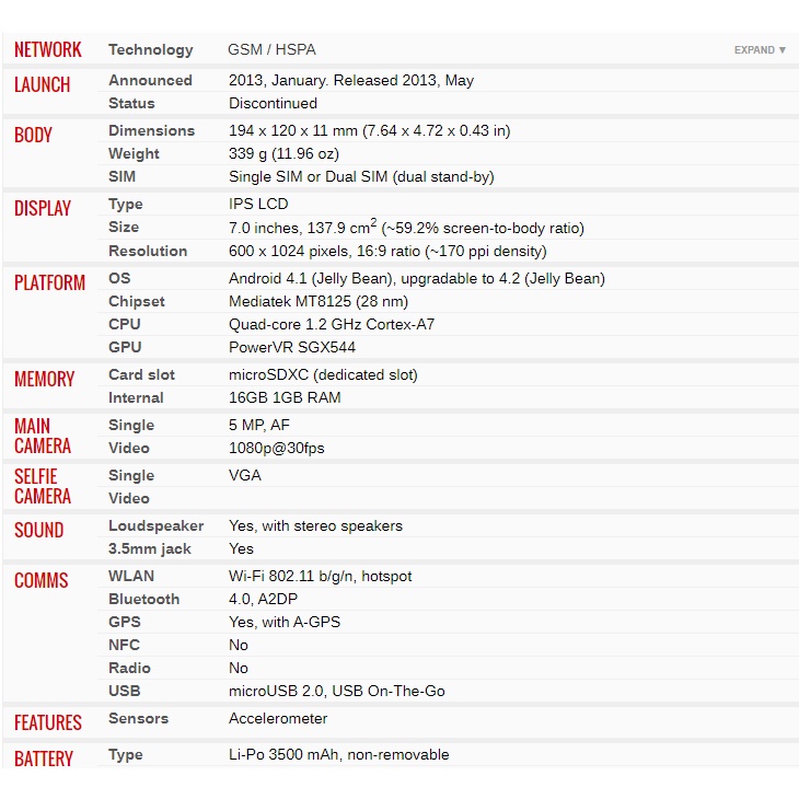 Máy tính bảng Lenovo ideatab A3000-H 7 - 2 sim