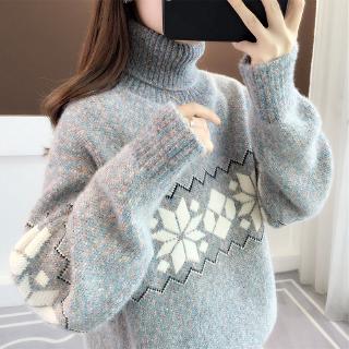 Plus Áo Len Cổ Lọ Lót Nhung Dày Dặn Thời Trang