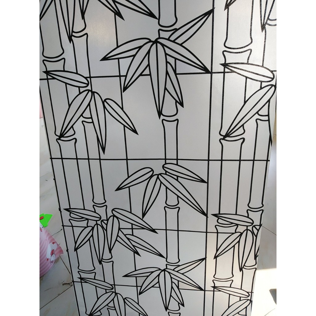 Decal dán kính khổ 45cm cây trúc mẫu mới keo sẵn bóc dán