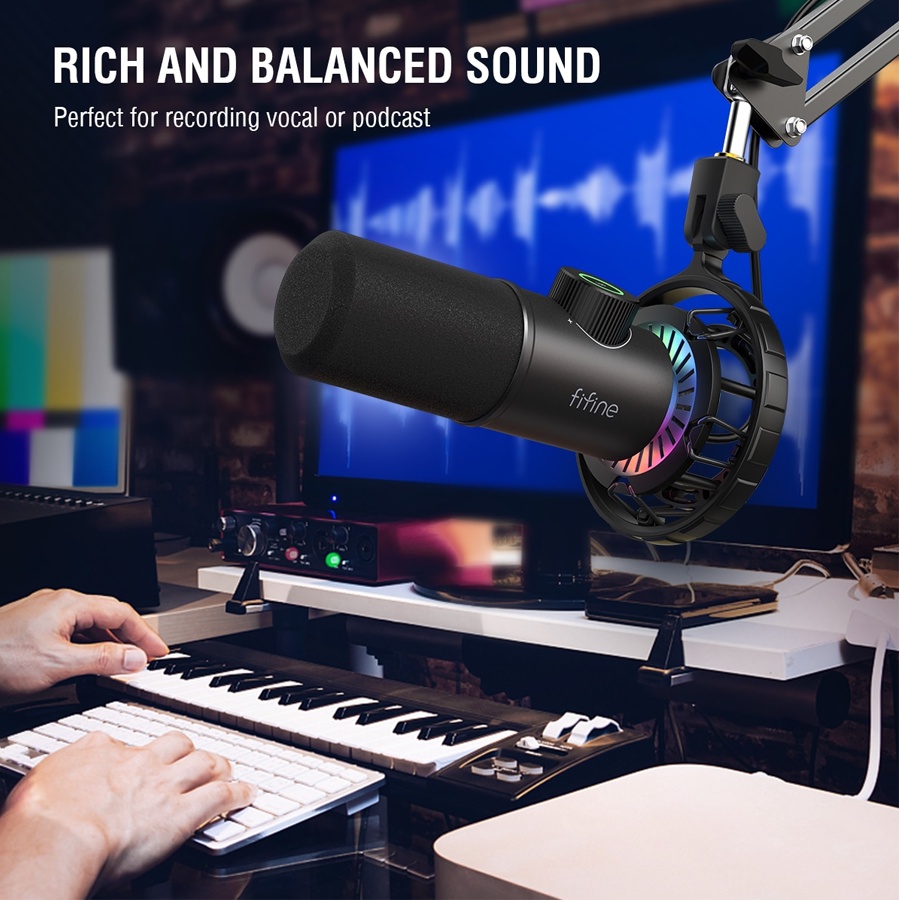 Mic Thu Âm Cổng USB FIFINE K658 Chỉnh Màu RGB | Hàng Chính Hãng
