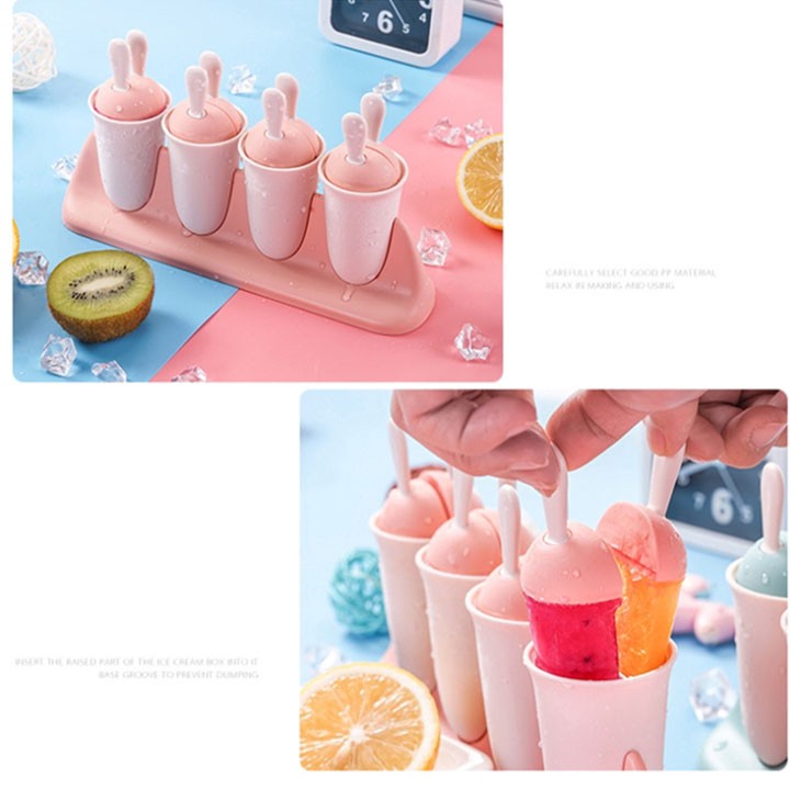 Hộp làm kem, khuôn làm kem que 8 ngăn hình tai thỏ dễ thương tienich247