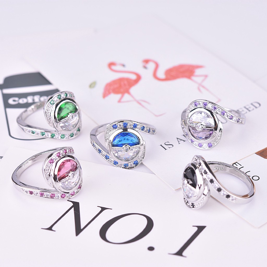 Nhẫn Mạ Bạc 925 Hình Quả Bóng Elf Sáng Tạo