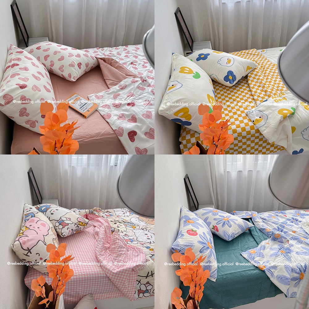 Bộ chăn ga gối chần bông poly cotton REE Bedding đủ size giường nệm PLC171