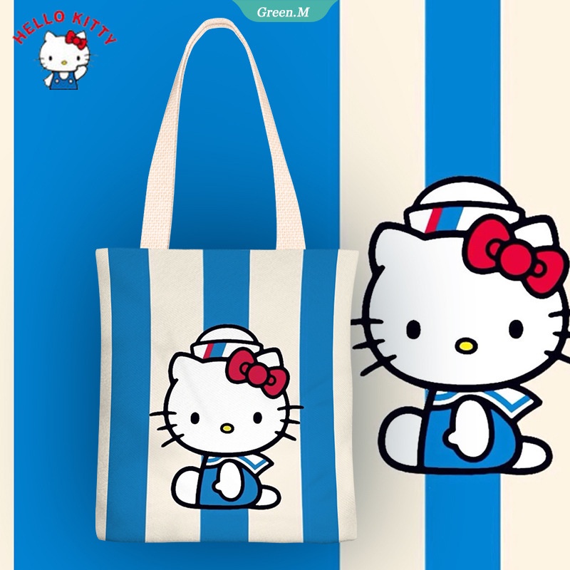 Túi Đeo Chéo Vai Bằng Vải Bố Họa Tiết Hoạt Hình Hello Kitty 2022 Dễ Thương Cho Nữ