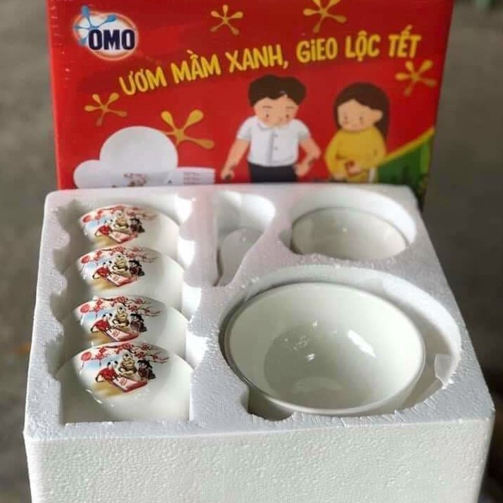 Bộ bàn ăn 9 món bằng sứ cao cấp 4 bát 2 thìa 1 tô 1 đĩa lớn 1 đĩa nhỏ đựng nước chấm