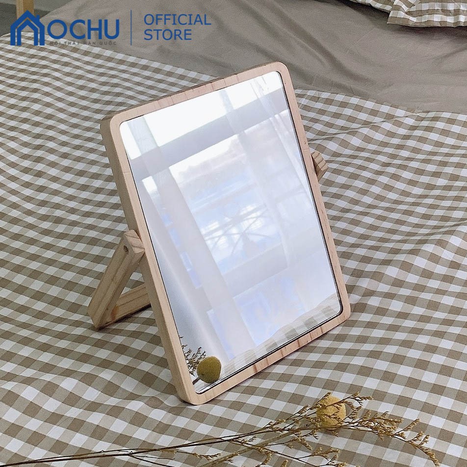 Gương Để Bàn Phấn Soi Trang Điểm OCHU Khung Gỗ Thông Mini Mirror Nội Thất Decor Phòng