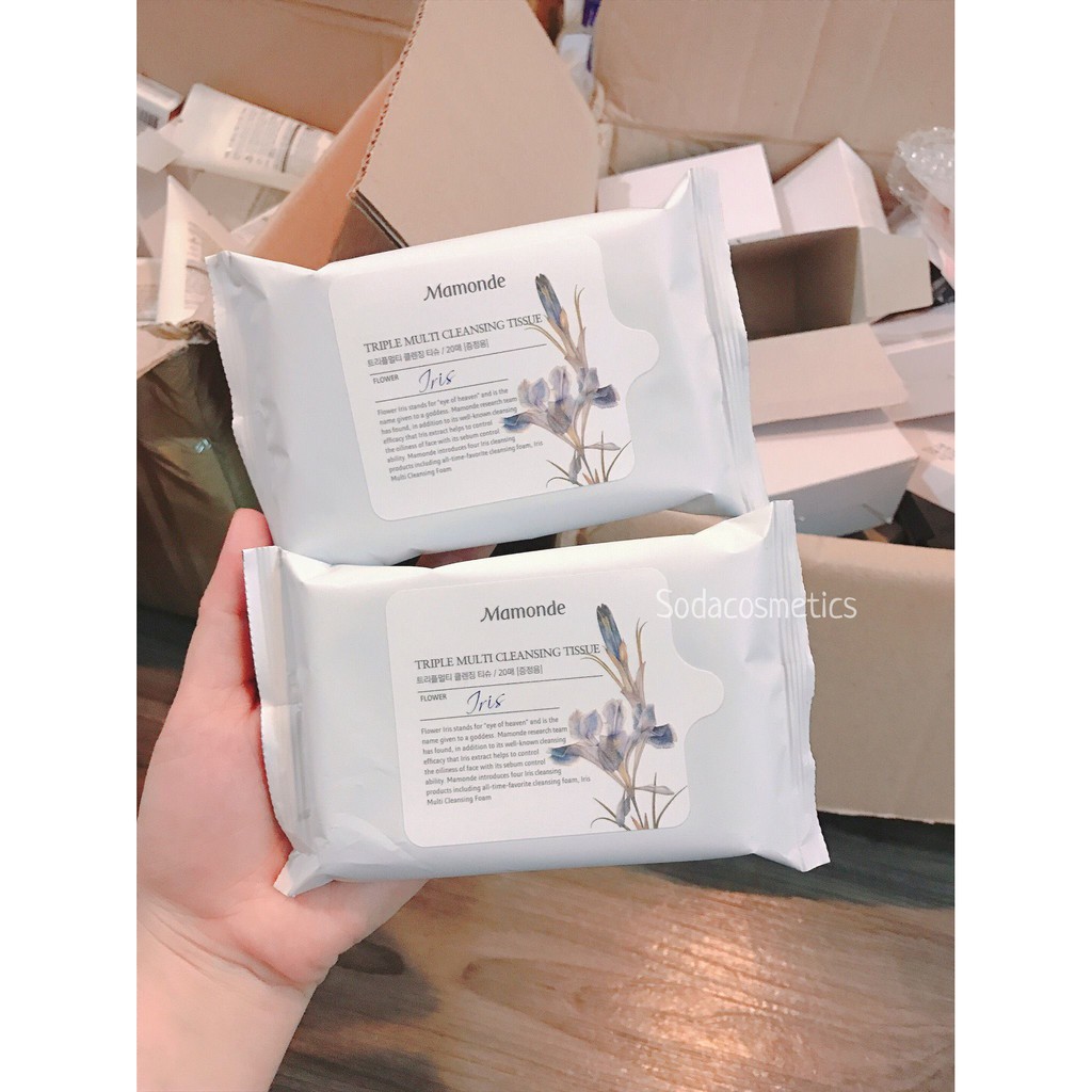 Khăn ướt tẩy trang chiết xuất hoa Iris Mamonde Multi Cleansing Tissue 20 miếng