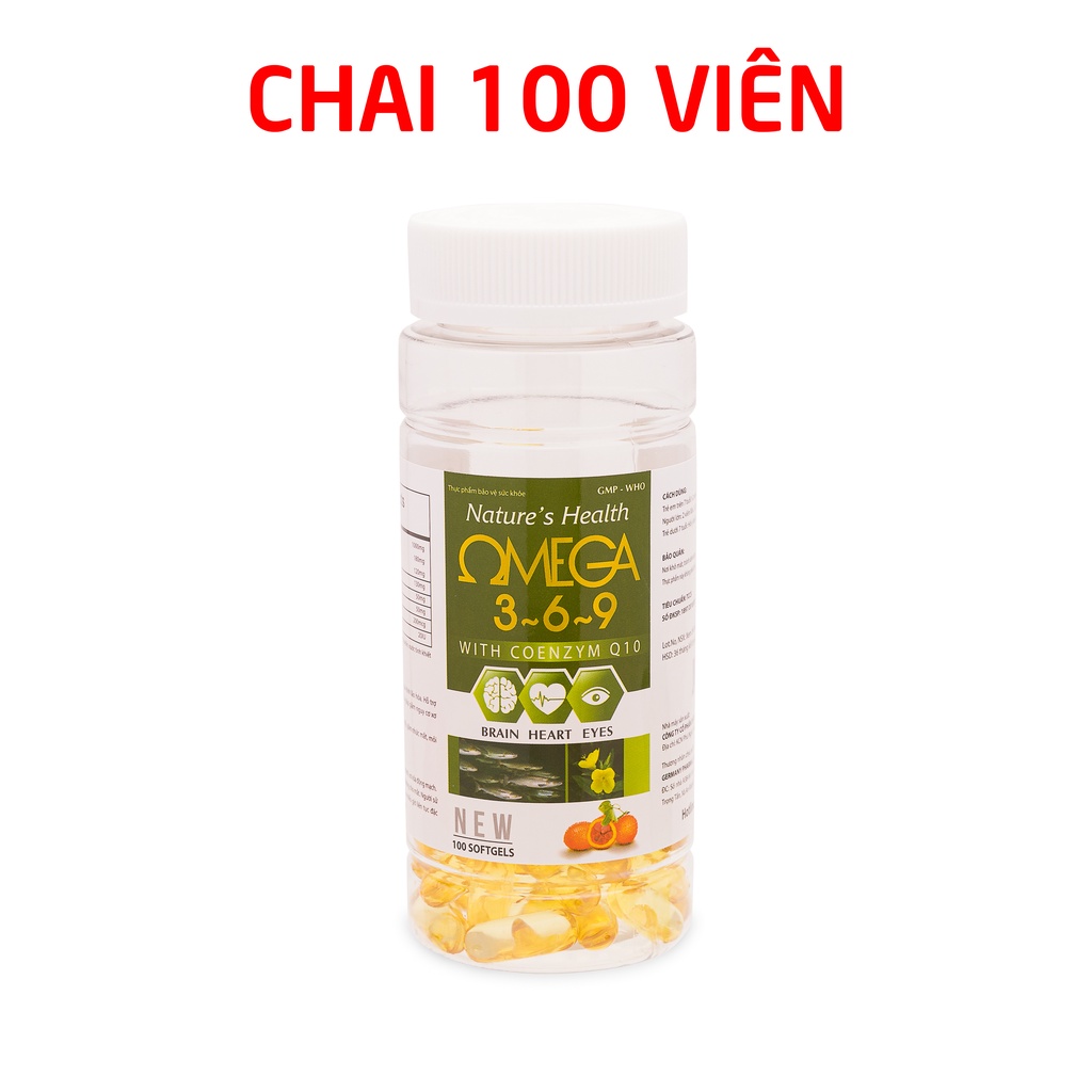 Viên uống dầu cá Omega 369, Dầu gấc, hoa anh thảo - 100 viên [Omega 369 Xanh lục]