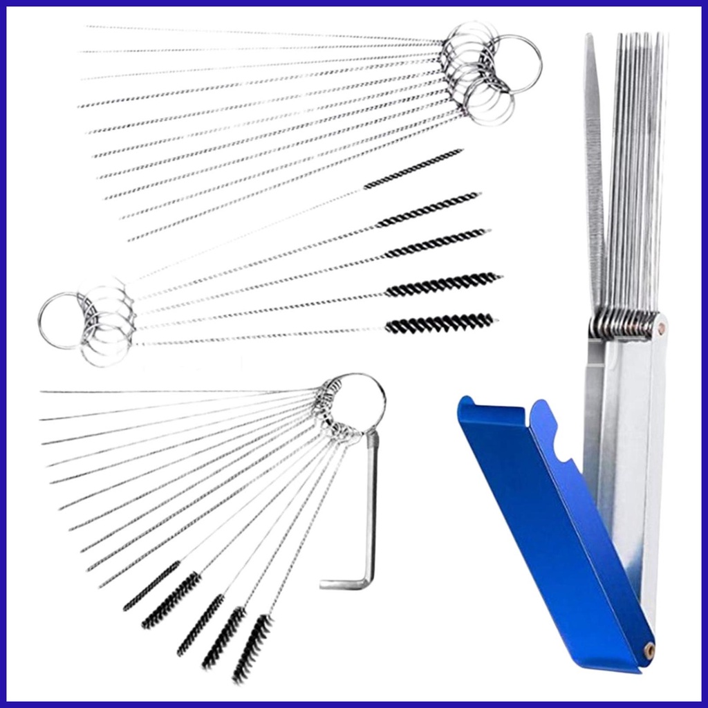 Bộ Dụng Cụ Vệ Sinh Bộ Chế Hòa Khí Carbon Loại Bỏ Bụi Bẩn 12 Dây Với 10 Kim + 5 Cọ Nhỏ Gọn