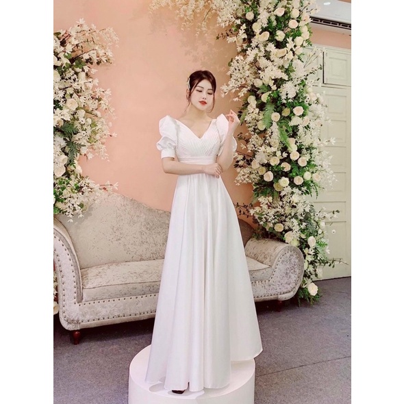 Ms110Y ĐẦM XOÈ MẶC CƯỚI XẾP LY NGỰC FULL SIZE :S/M/L/xL( ảnh và video cho chủ sop tự tay chụp ) KÈM ẢNH KHÁCH MẶC