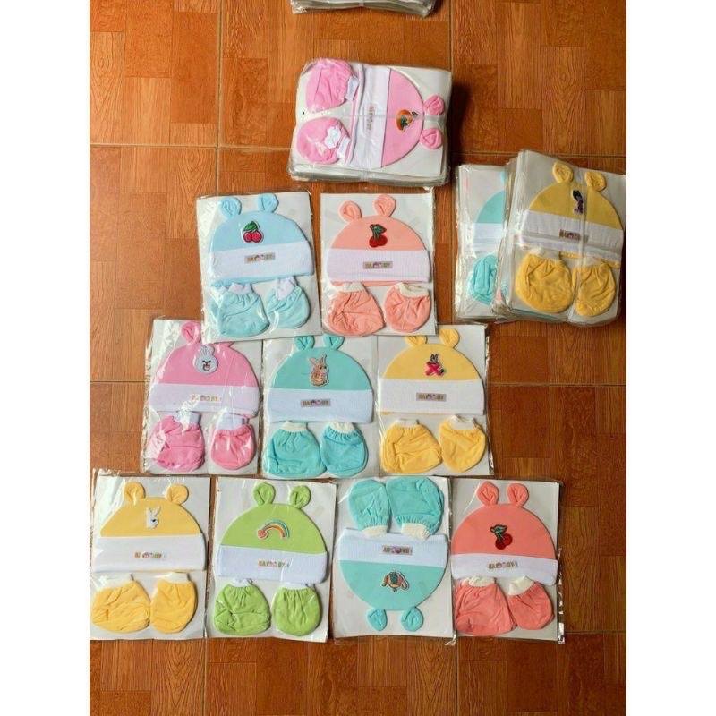 Set mũ bao tay bao chân sơ sinh đến 3 tháng tuổi cho bé trai bé gái - nón, vớ trẻ em