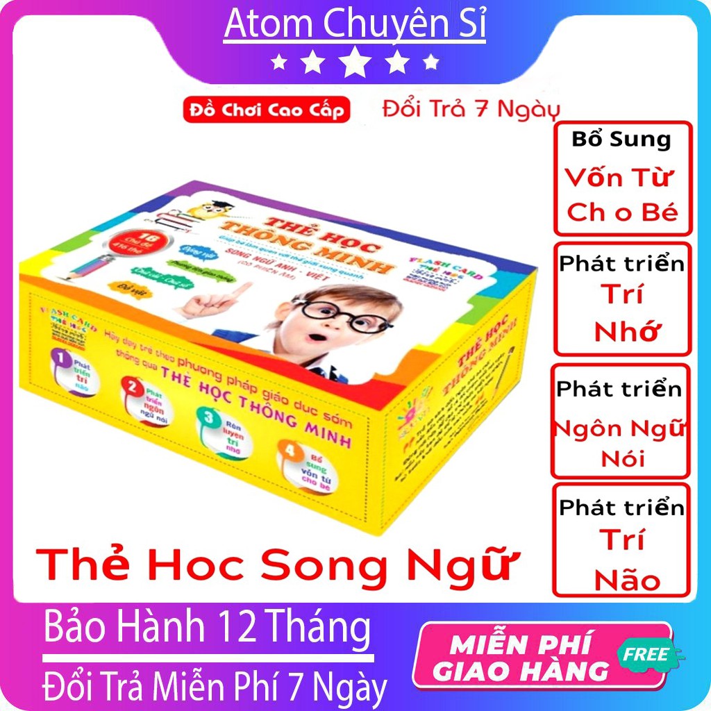 Bộ Thẻ Học Thông Minh 16 Chủ Đề Song Ngữ Cho Bé - Đồ Chơi Thông Minh Cho Bé Iu -Atom chuyên sỉ