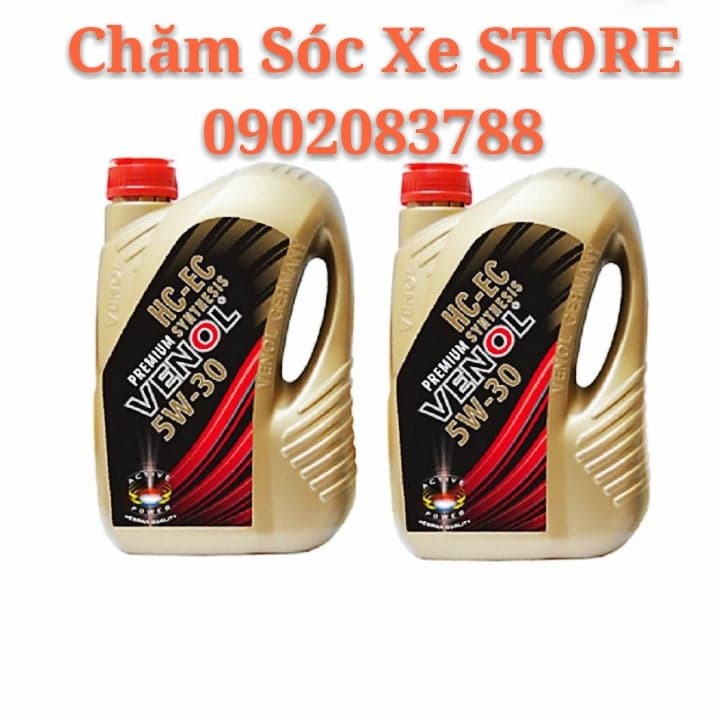 Bộ 2 Chai nhớt Venol: Nhớt Xe Máy-Dầu Xe Máy- Nhớt Venol HC_EC PREMIUM SYNTHESIS 5W-30. Nhớt Venol 5W30 1 Lít