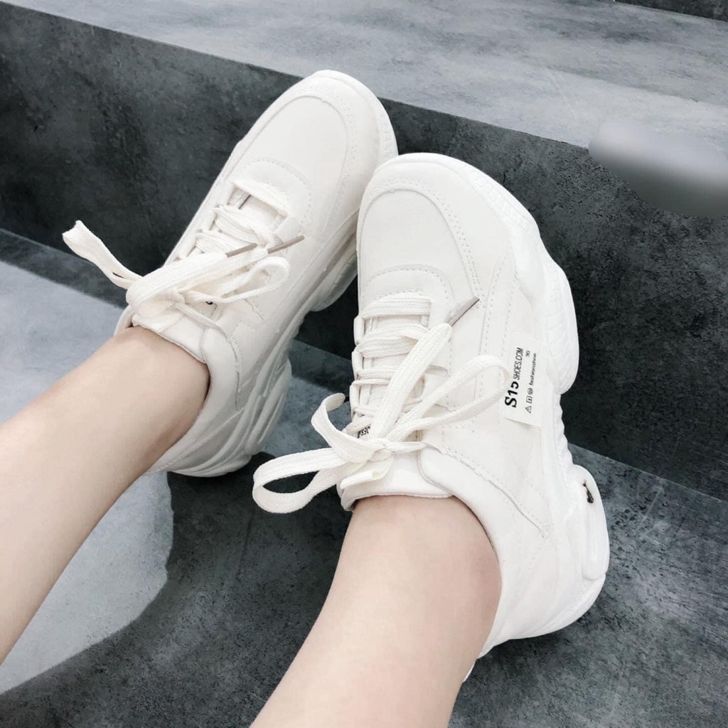 Giày thể thao nữ sneaker trắng độn đế thời trang giá rẻ freeship TT25