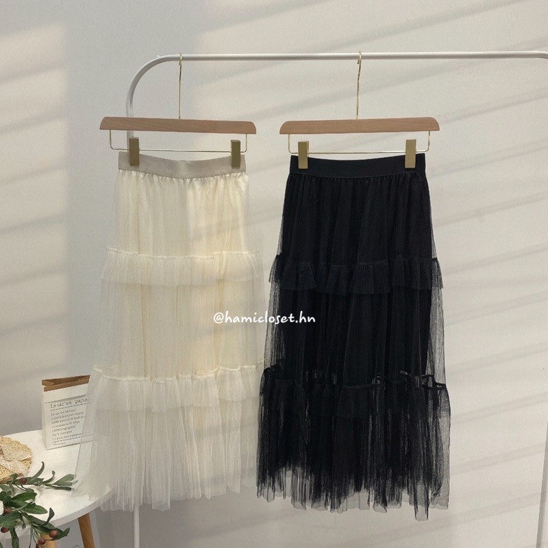 Chân váy dáng dài xếp tầng voan bồng | BigBuy360 - bigbuy360.vn