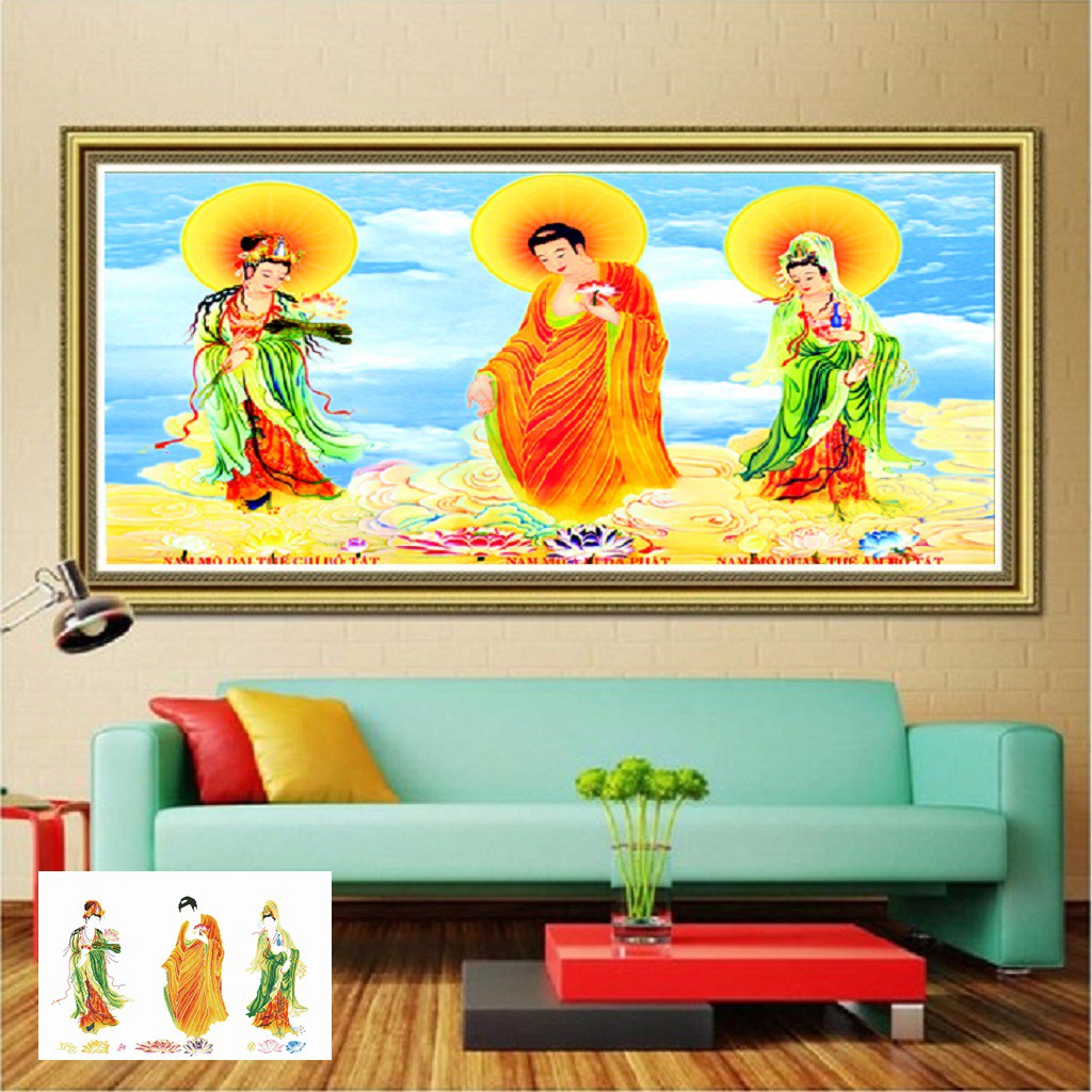 Tranh đính đá Phật Tây Phương Tam Thánh VS156 KT:120*80cm