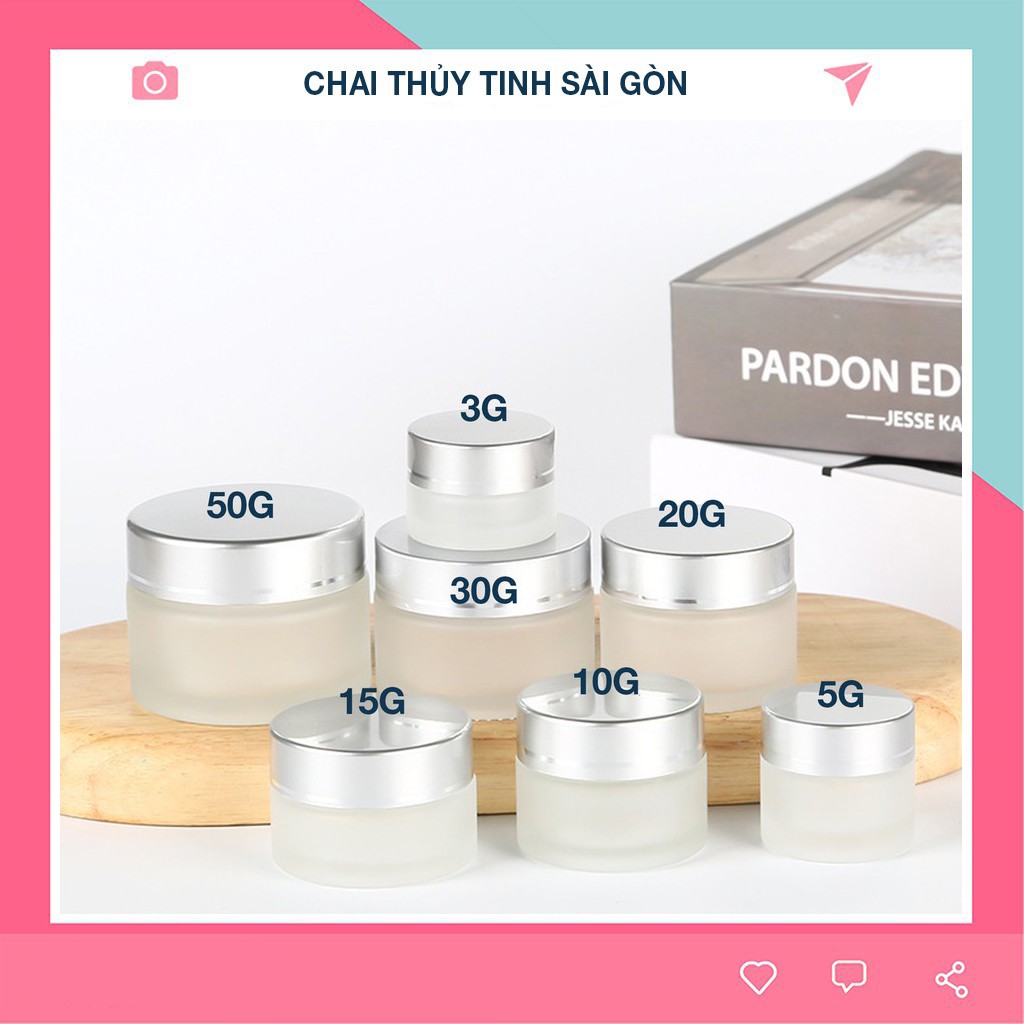 Hũ chiết mỹ phẩm 🚀FREE SHIP🚀 Lọ đựng kem/chiết mỹ phẩm thủy tinh nắp bạc đủ size