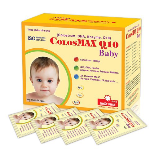 Cốm ColosMax Q10 Baby Gold |Colosmax Q10 Baby Gold |Hỗ trợ tiêu hóa và hấp thu, tăng cường sức đề kháng hộp 20 gói