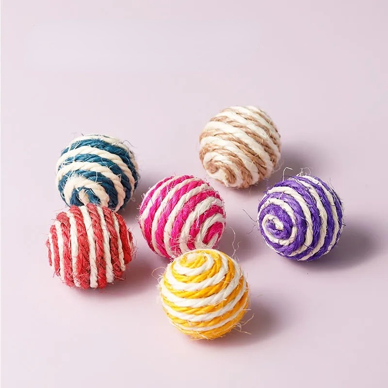 Đồ Chơi Quả Bóng Đan Dây Mềm Có Chuông Vui Nhộn Cho Mèo Cưng