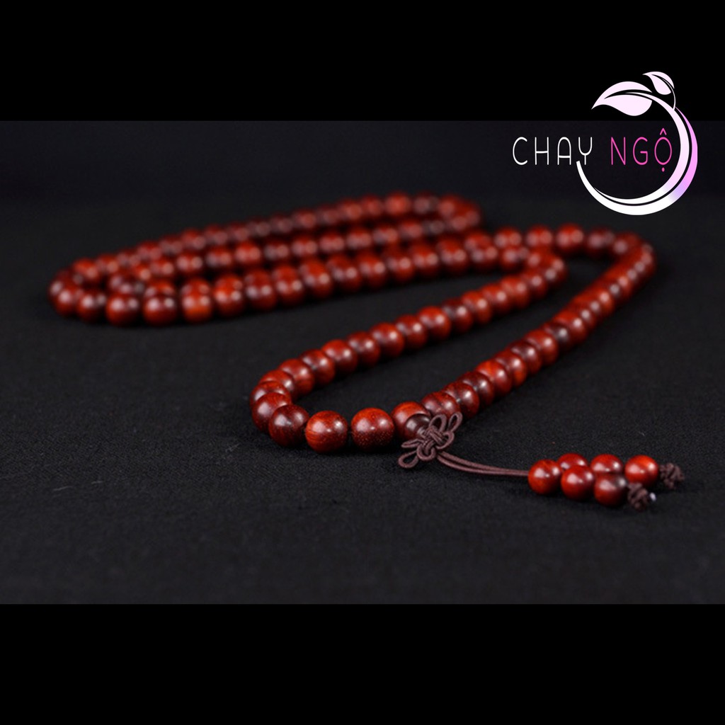 Chuỗi hạt gỗ 108 hạt nâu đỏ