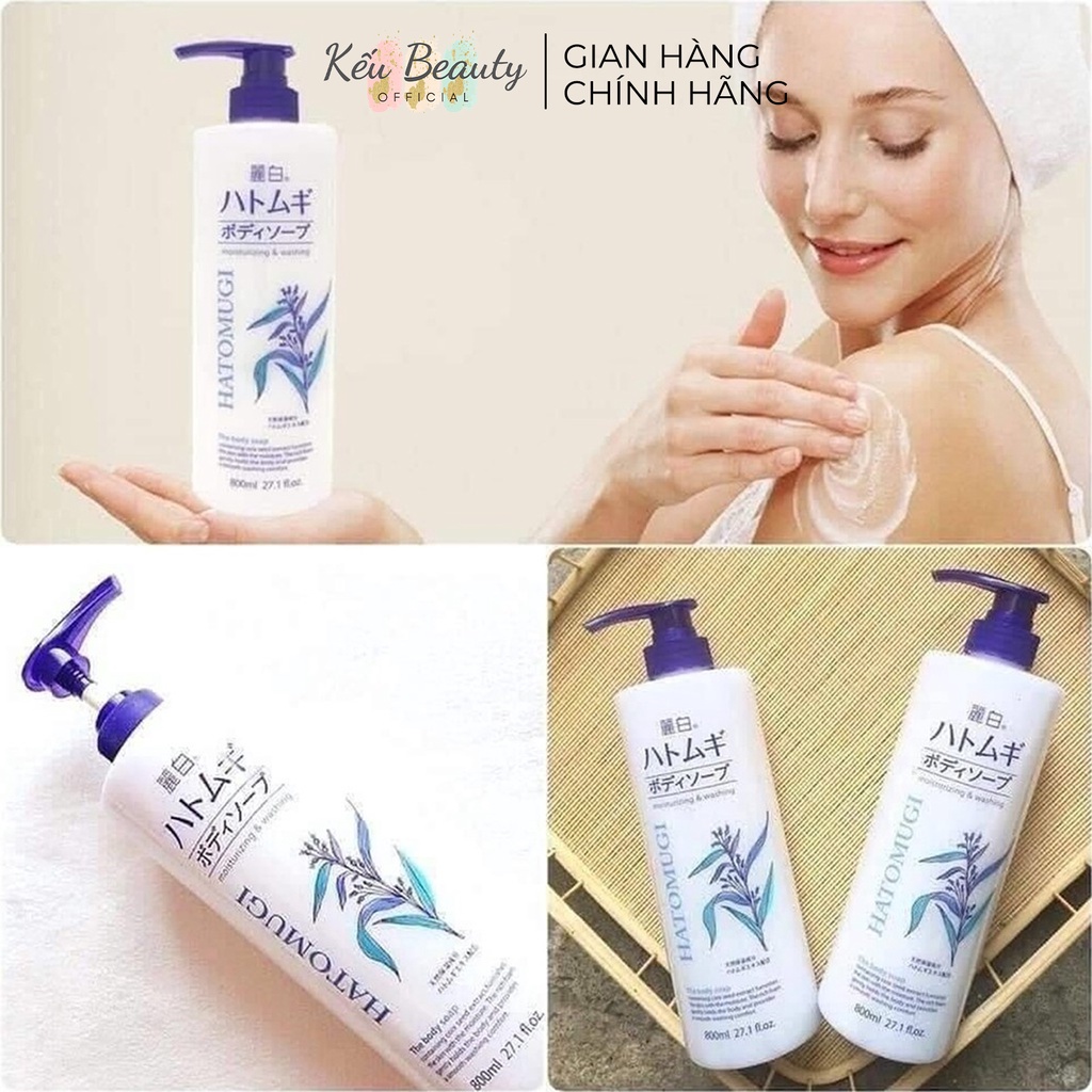 Sữa tắm trắng da Reihaku Hatomugi Body Soap giảm mụn dưỡng ẩm 800ml