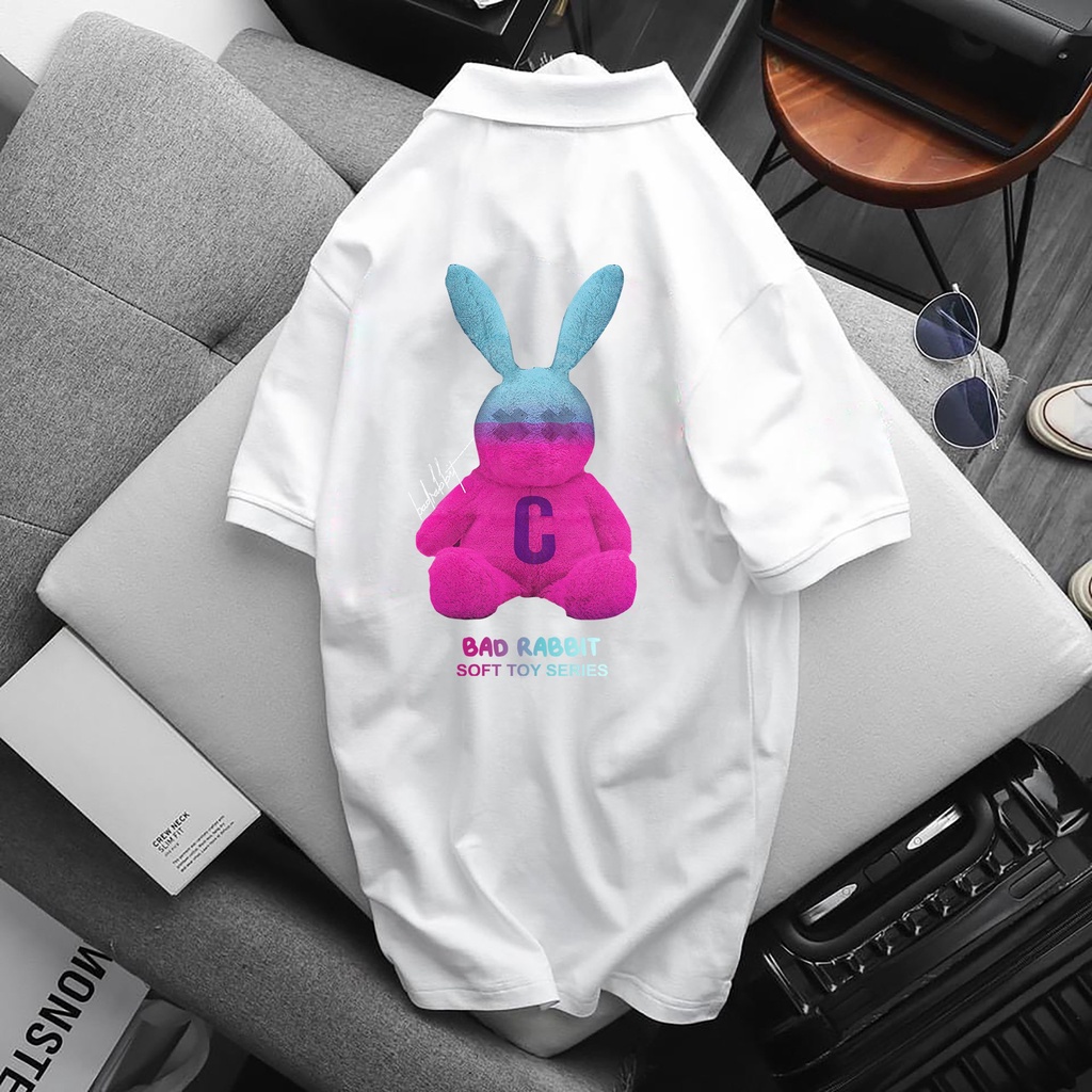 Áo POLO Bad Rabbit, chất Thun Cá Sấu Poly Thái full size Nam Nữ, Áo có cổ trắng đen, cổ trụ Unisex, KKim Shop