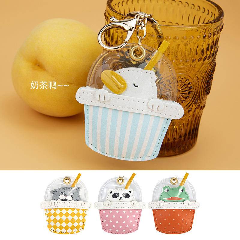 Móc Khóa Hình Ly Trà Sữa Gấu Trúc / Vịt Hoạt Hình Đáng Yêu