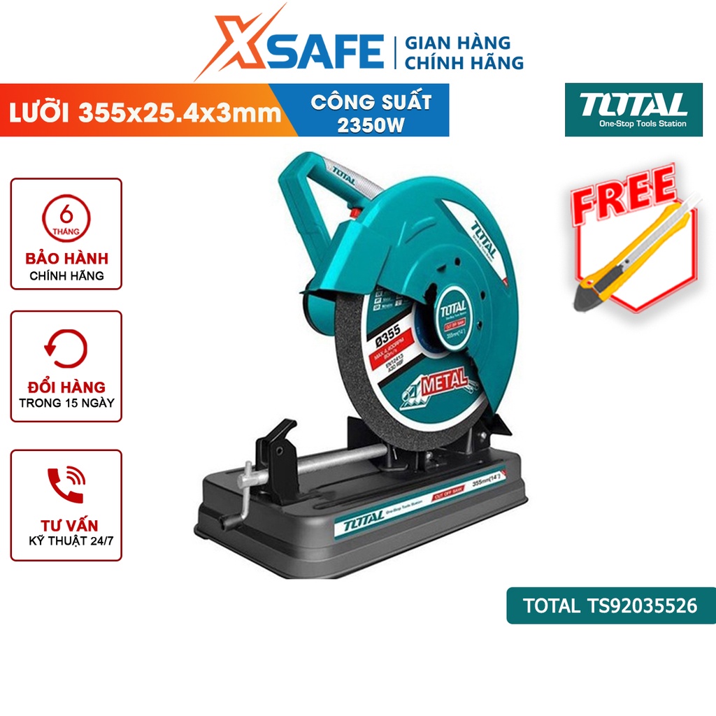 Máy cắt sắt bàn TOTAL TS9204051 motor cảm ứng, điện áp 220-240V, 1 pha công suất 3KW(4HP), kèm 1 đá cắt