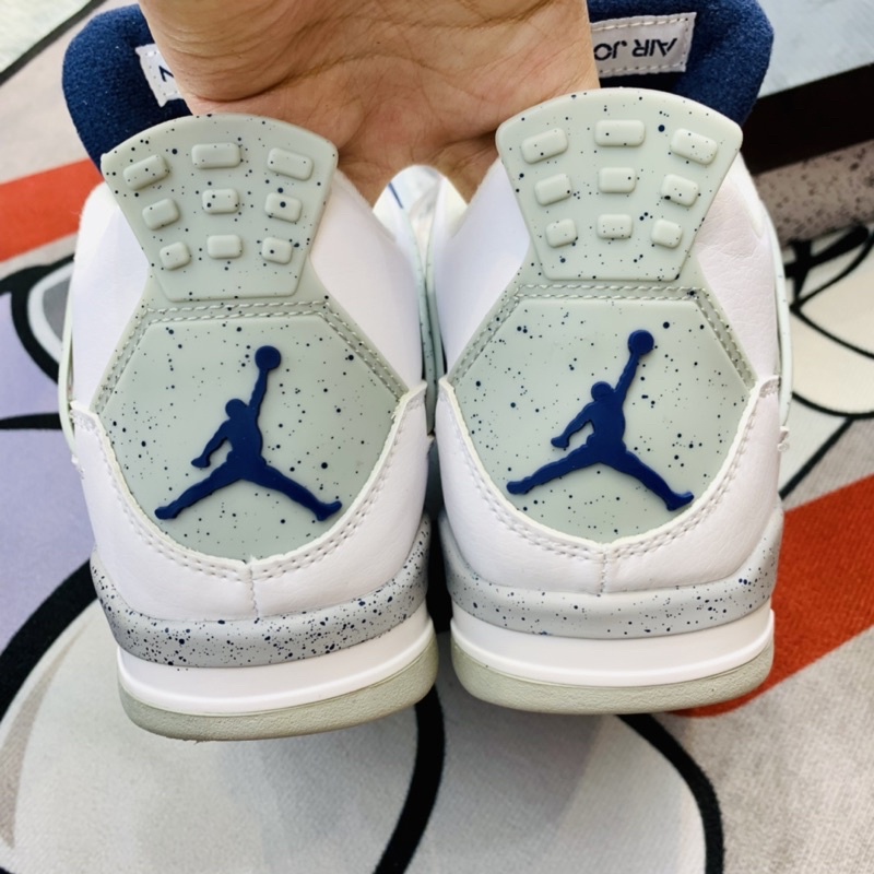 Giày thể thao sneaker cổ cao Jordan 4 AJ4 Retro White MidNight Navy Hàng SC