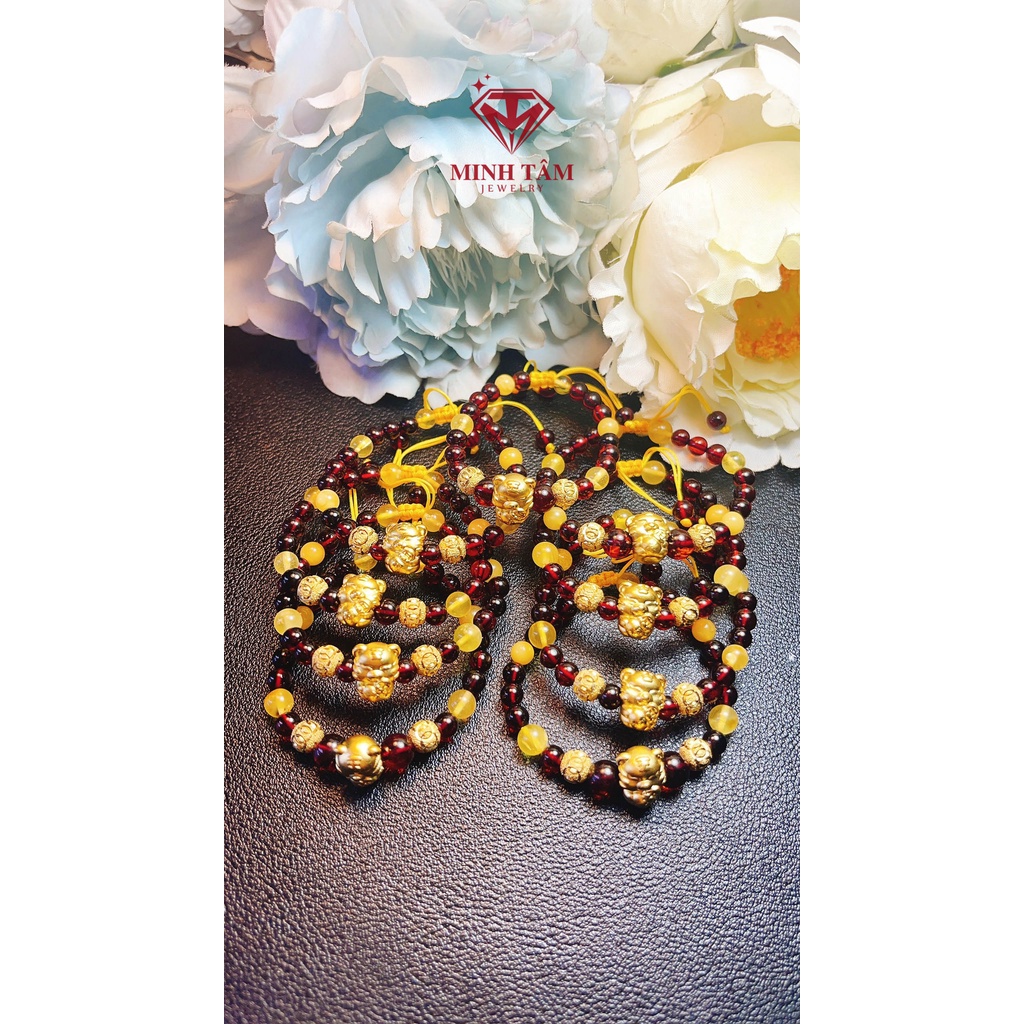 Vòng tay hổ #phách giáp Hổ bạc xi vàng mẫu mới 2022-Minh Tâm Jewelry