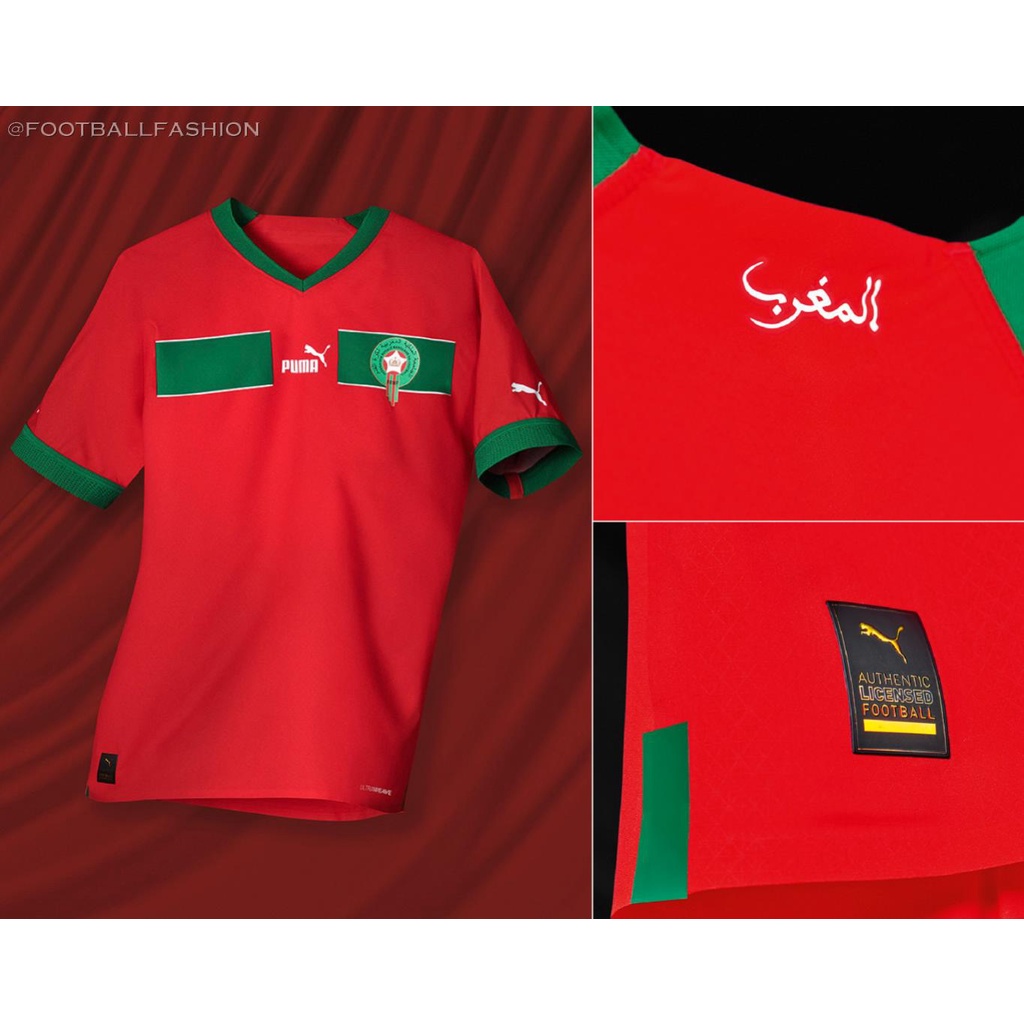 Áo Thun Số 22-23 Ma Rốc Cho Đội Tuyển Đá Banh s-2xl*