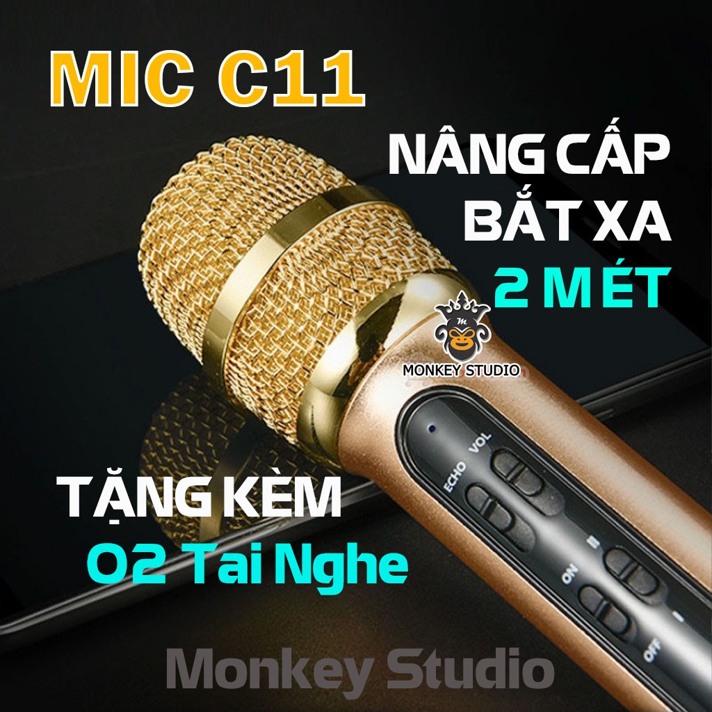 Micro C11 Nâng Cấp Cải Tiến Bắt Xa 2 Mét ⚡ CHÍNH HÃNG ⚡ Âm Thanh Cực Hay + TẶNG KÈM 02 TAI NGHE