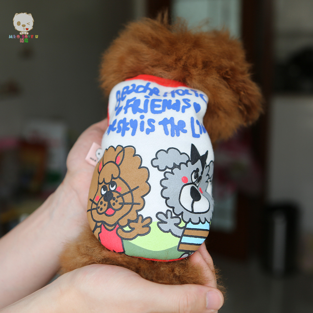 Áo sweater chui đầu lót lông cừu in hoạt hình dễ thương cho thú cưng