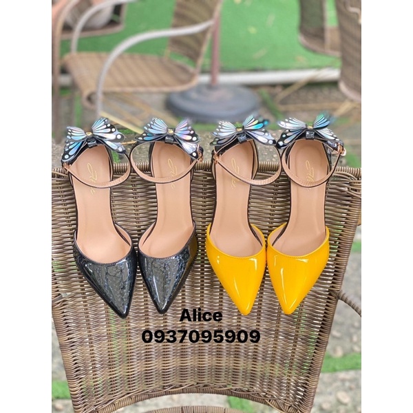 ( Hình Thật ) Giày Dép Bupber Quai Hậu Cao Gót 11P Mũi Nhọn Nơ Buom  Xinh - Hàng VNXK Cao Cấp - Full Size 34-40