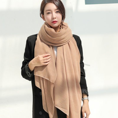 Khăn Quàng cotton vải lanh nữ mùa xuân và mùa đông màu sắc rắn khăn choàng vải lanh sử dụng kép phong cách Hàn Quốc đa n