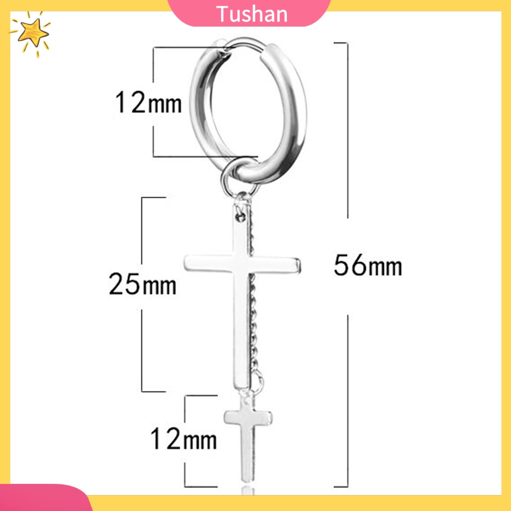 Khuyên tai dạng xỏ/ kẹp dài bằng thép không gỉ cho nam và nữ