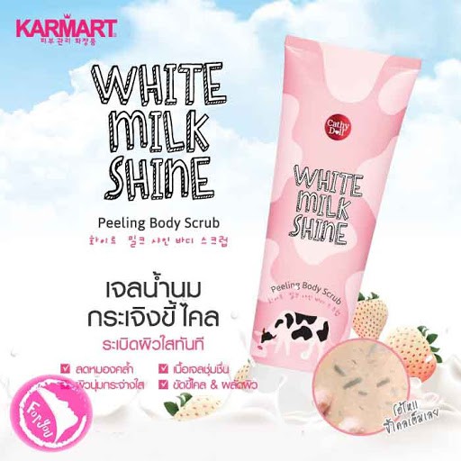 Tẩy Tế Bào Chết Toàn Thân Sữa Bò Cathy Doll White Milk Shine‎ Peeling Body Scrub Chính hãng Thái Lan 320ml