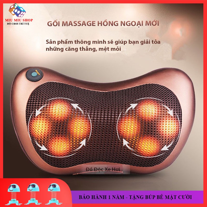 [Giảm Giá Sock] Gối Massage Hồng Ngoại 8 Bi Cao Cấp, Máy Massage Cổ, Vai Gáy Toàn Thân, Bảo Hành 12 Tháng