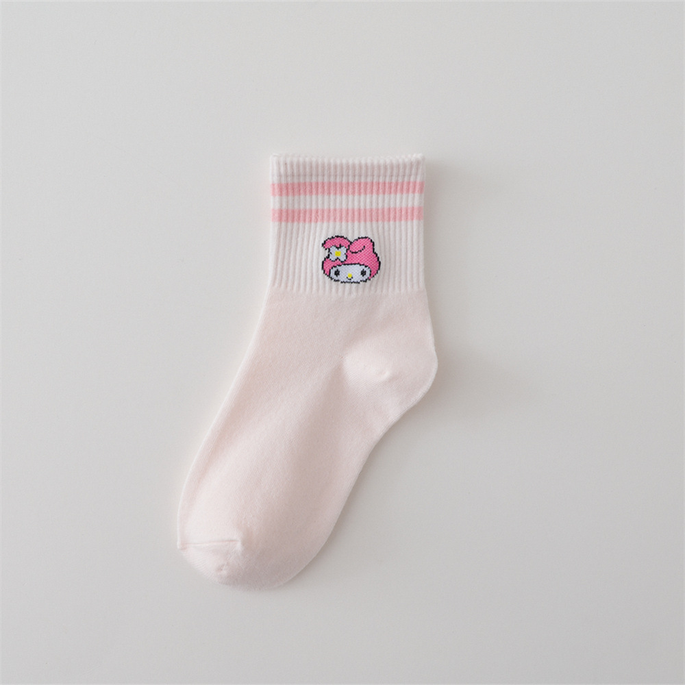 Tất Cotton Kẻ Sọc Họa Tiết Hoạt Hình Đáng Yêu Cho Nam Nữ