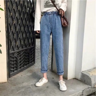 Quần bò baggy cạp chun có cúc cực hot hit