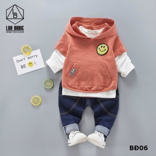 Set áo mũ mặt cười cho bé
