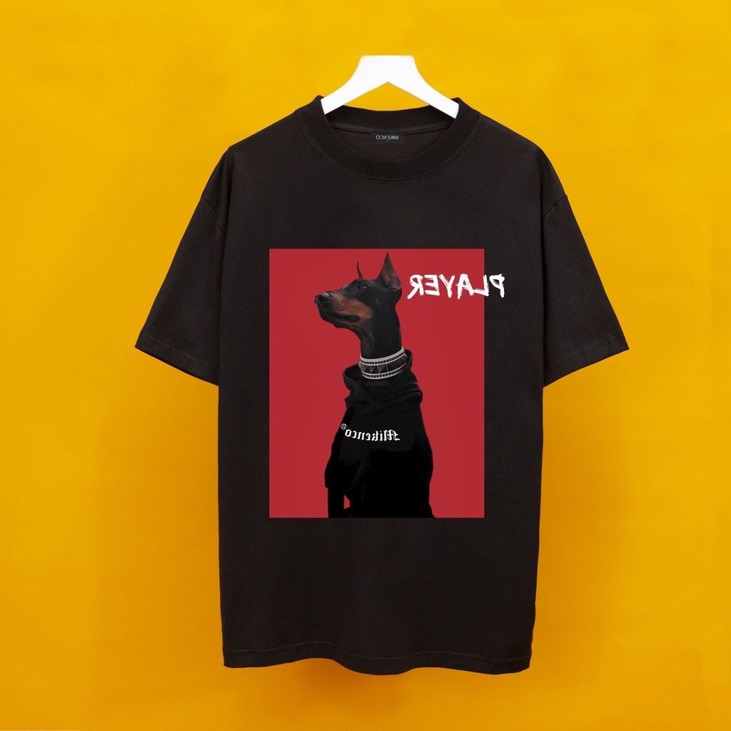 Áo thun tay lỡ chó Player siêu hot HARIQUEEN - Áo phông nam nữ unisex freesize form rộng 65kg