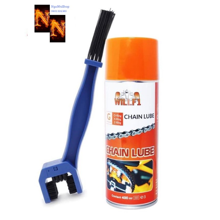 Chai Xịt Dưỡng Sên Xe WillF1 Chain Lube, Kèm Cây Lau Chống Mài Mòn Sên Xe