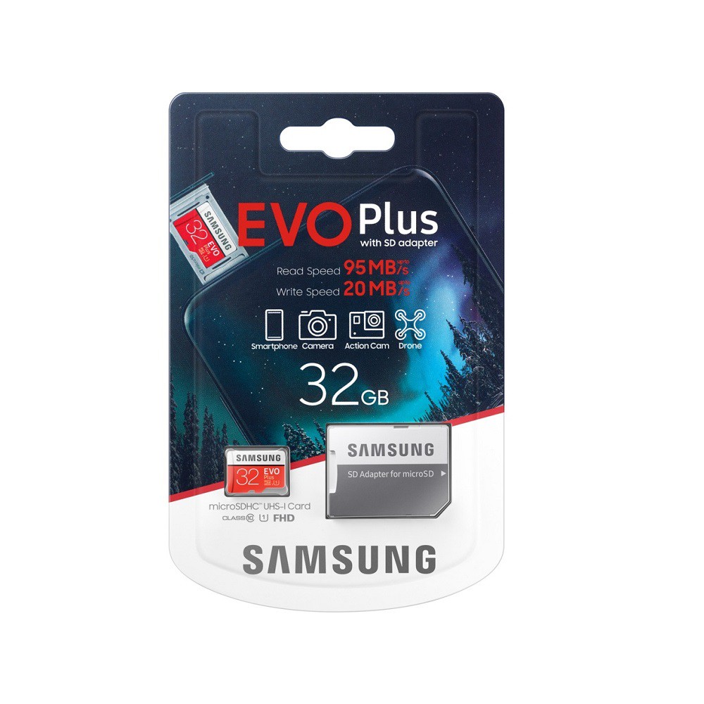 Thẻ nhớ MicroSDHC Samsung Evo Plus 32GB R95MB/s W20MB/s U1 2K - box Anh 2020 kèm Adapter (Đỏ)