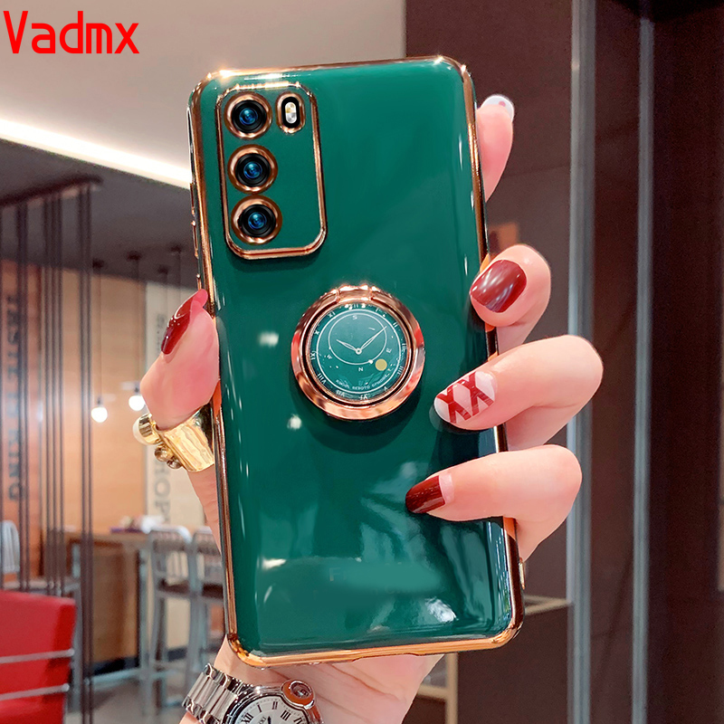 Ốp điện thoại mạ điện có nhẫn đeo tay kèm giá đỡ tiện lợi thích hợp Samsung Galaxy A03S A22 A52 A72 4G 5G S21 FE F62 M62