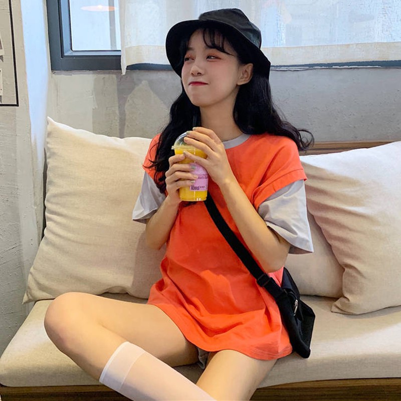 Áo thun tay ngắn cho nữ phối màu độc đáo