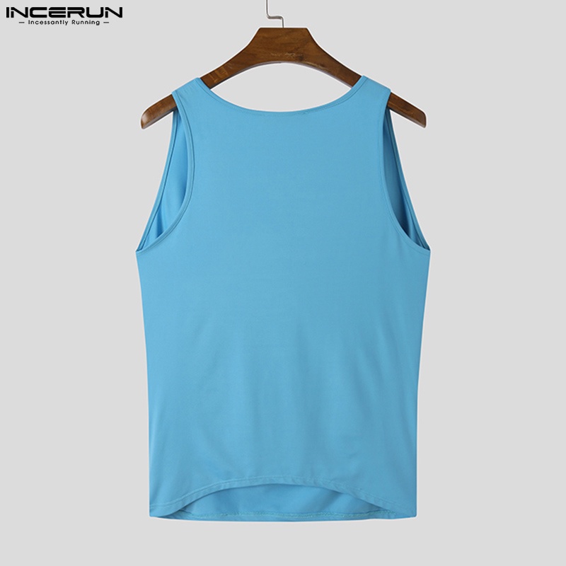 INCERUN Áo Ba Lỗ Cổ V Sâu Thời Trang Mùa Hè Dành Cho Nam 3 Màu Cá Tính