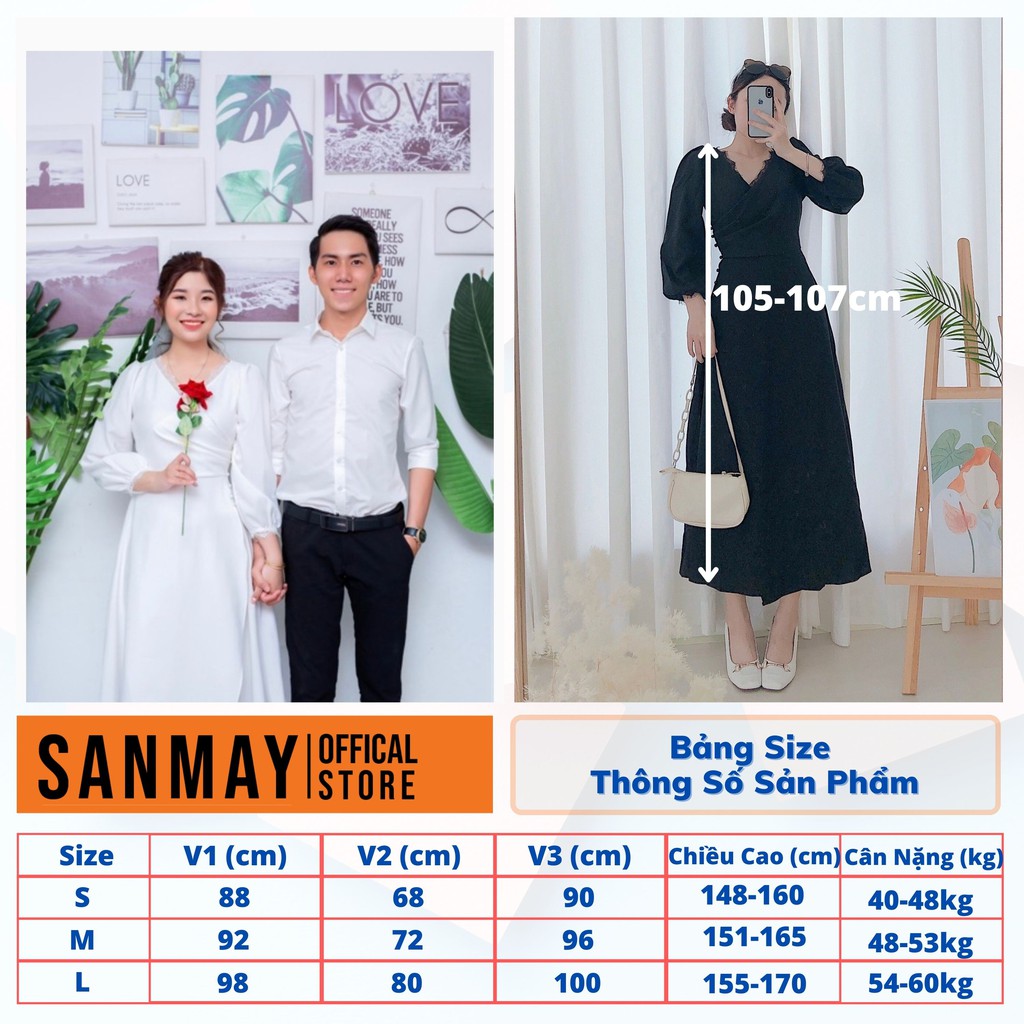 Đầm Cô Dâu Trắng Tay Dài SANMAY Váy Đi Dự Tiệc Cưới Đẹp, Dáng Suông Maxi Cao Cấp, Thiết Kế Sang Trọng VD029